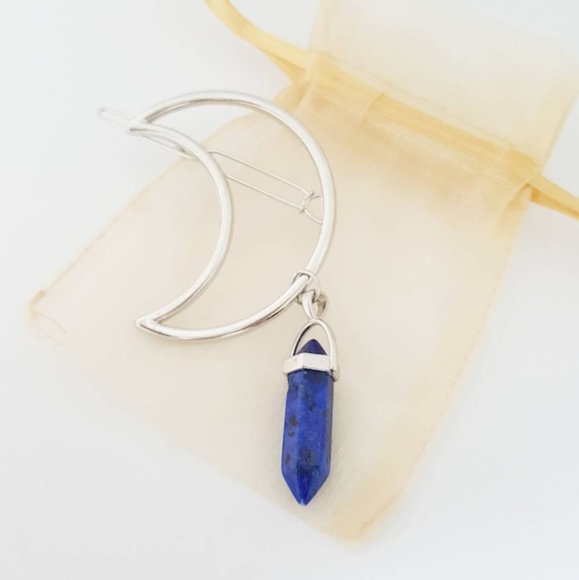 🌛Boho Silver Moon & Crystal Hair Clip🌜 - Picture 3 of 5